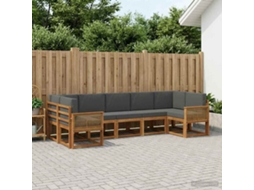 Vidaxl Conjunto De Sofás Para Exterior 7 Pcs Natural E Antracite