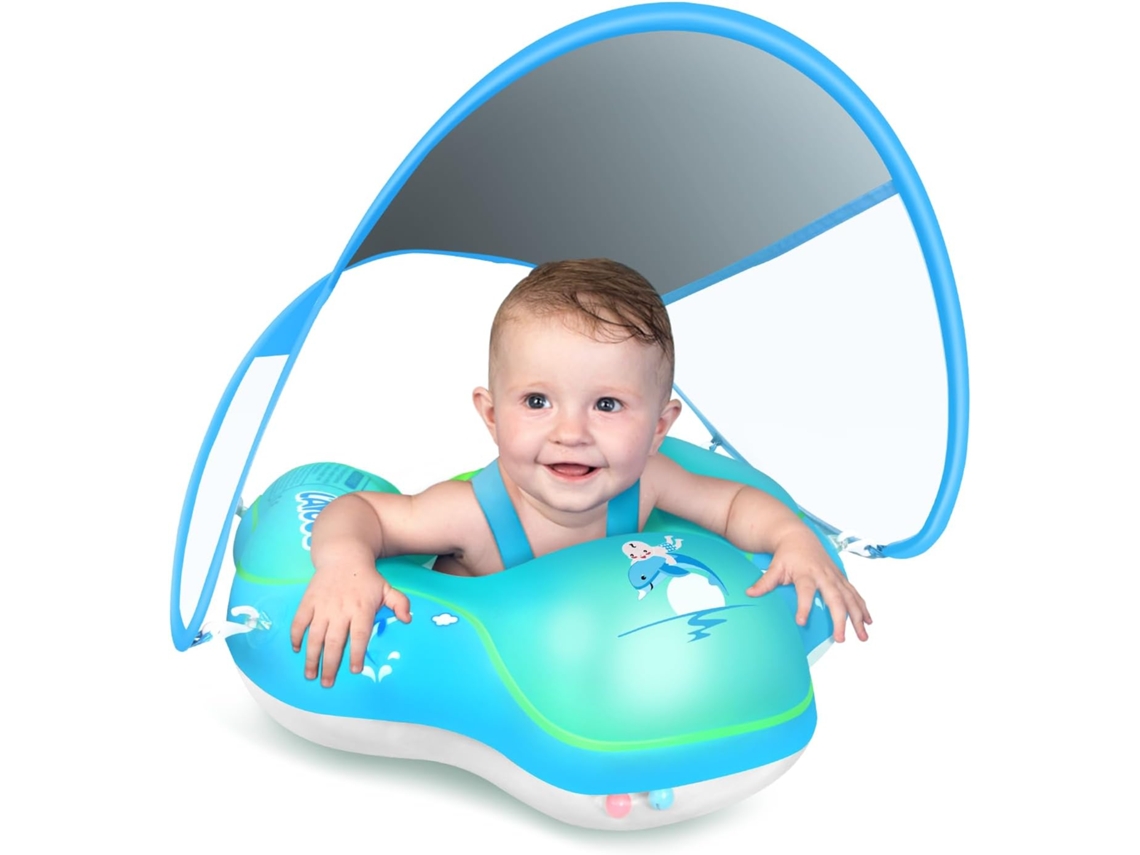 Boia Inflável para Bebês, Modelo Mais Recente, Cobertura de Proteção Solar, Crianças de 3 a 36 Meses AQUAFORGE