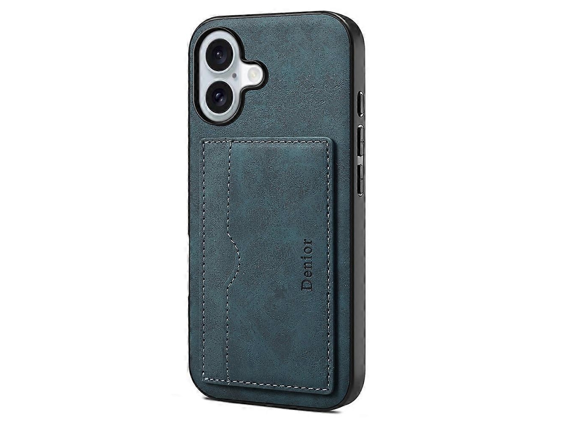Capa Em Couro Com Suporte Para Cartão, Compatível Com Iphone 17 (azul)