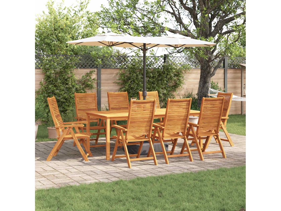 Vidaxl Conjunto De Jantar Para Jardim 9 Pcs Castanho