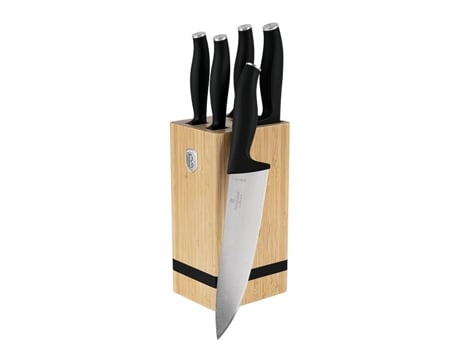 Conjunto De Facas Com Suporte Bamboo 6 Pcs Coleção Matte Black Bh 2971 Berlingerhaus