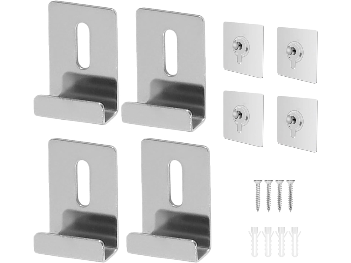 Conjunto de 4 grampos metálicos para espelho, suportes de parede para espelho, suportes robustos para espelho com parafusos e pinos (7 mm de largura interna), para M
