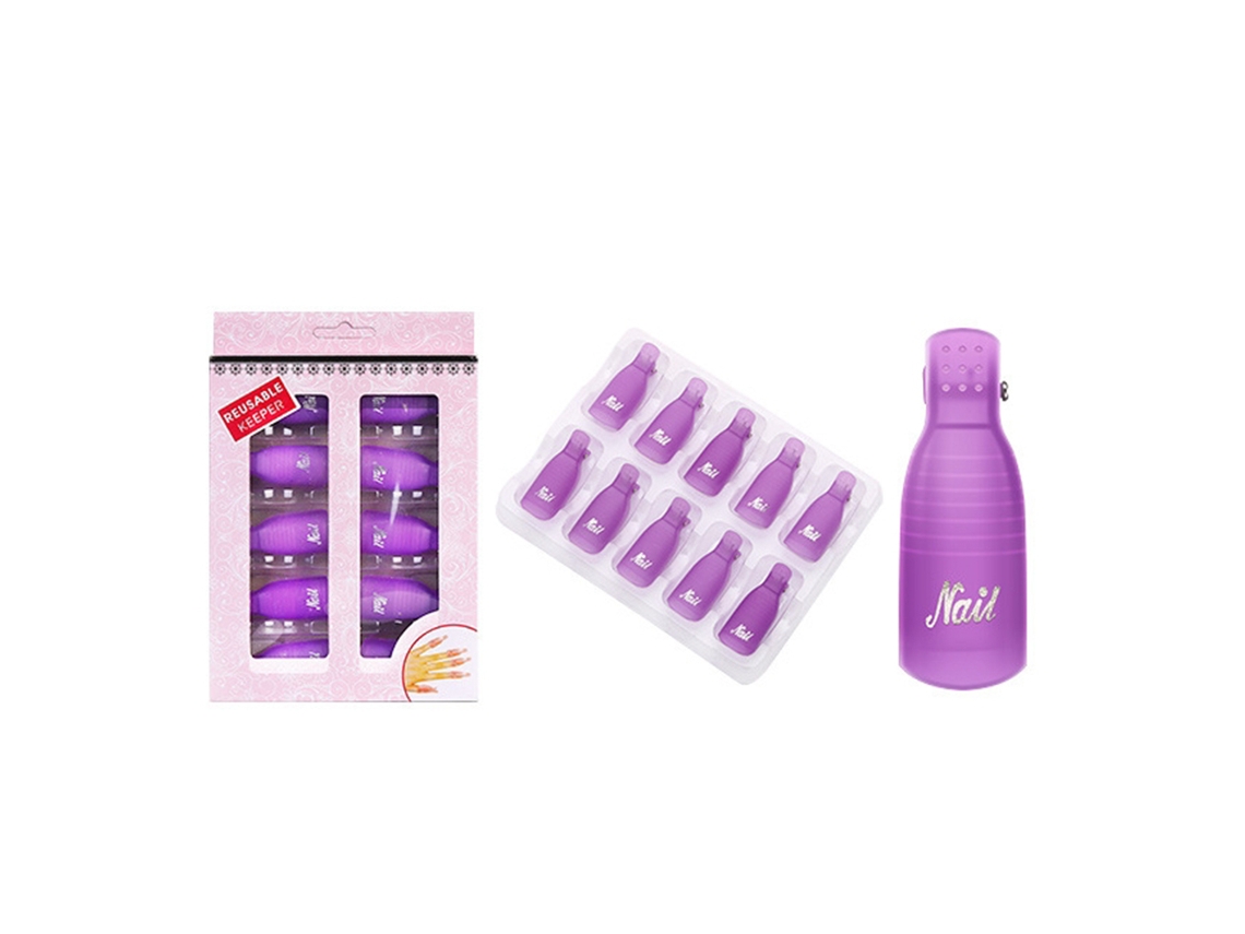 10pcs Conjunto De Clipes Para Remoção De Esmalte Gel Uv Unhas Ferramentas Manicure Roxo