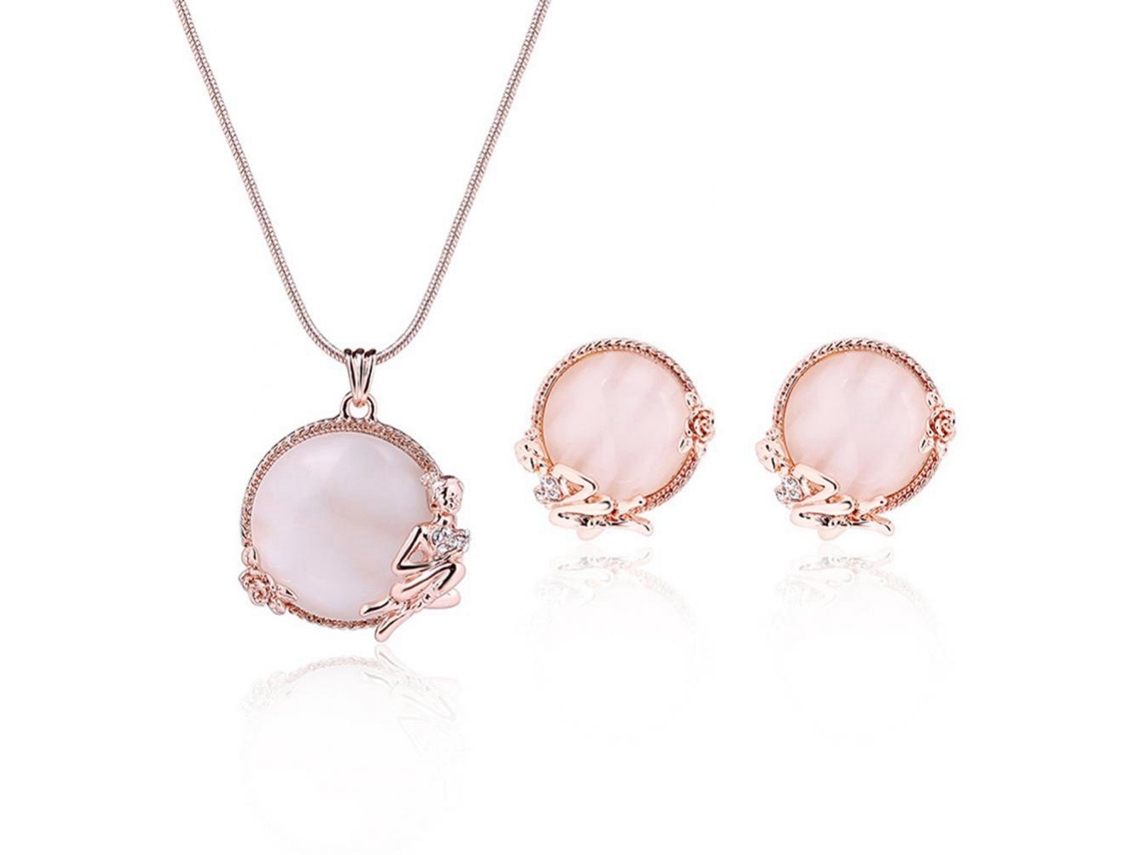 Conjunto De Joias De Noiva Opala Com Colar E Brincos Acessorios
