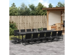Vidaxl 17 Pcs Conjunto De Jantar Para Jardim Textilene Preto