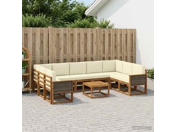 Vidaxl Conjunto De Sofás Para Exterior 10 Unid. Natural E Creme