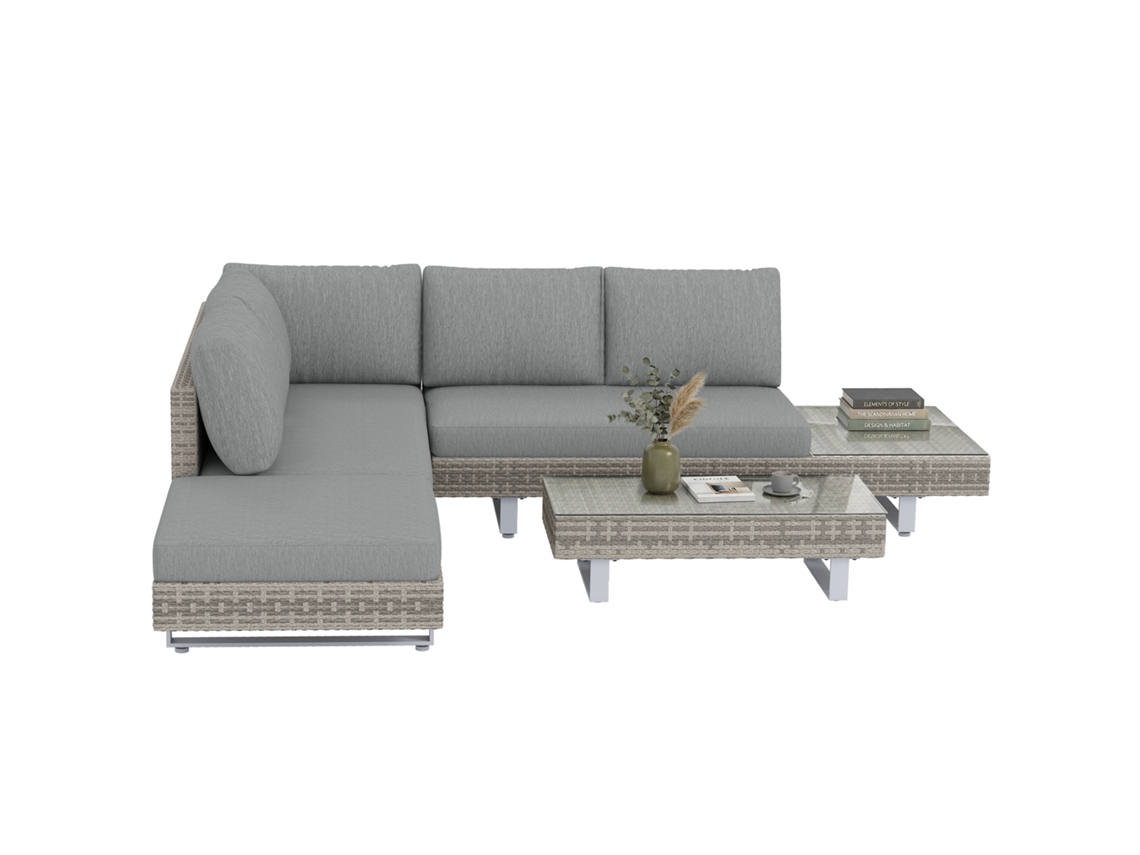 Conjunto, Para Jardim E Exterior, Com Mesa De Lado, Almofadas De Centro