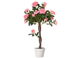 Roseira Artificial 90cm, Vaso, Plástico, Decoração. Cs