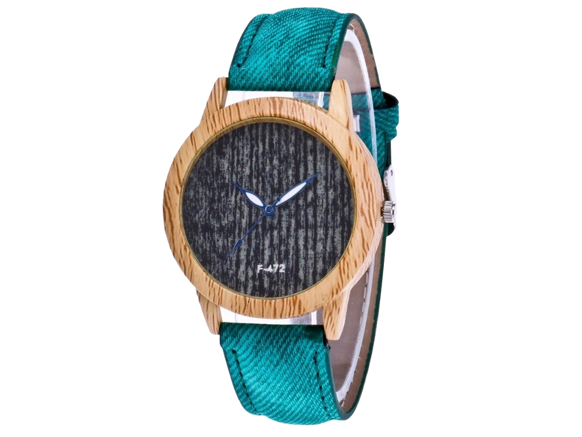 Reloj De Pulsera De Denim Moda Para Mujer Cuarzo Ocio (verde)