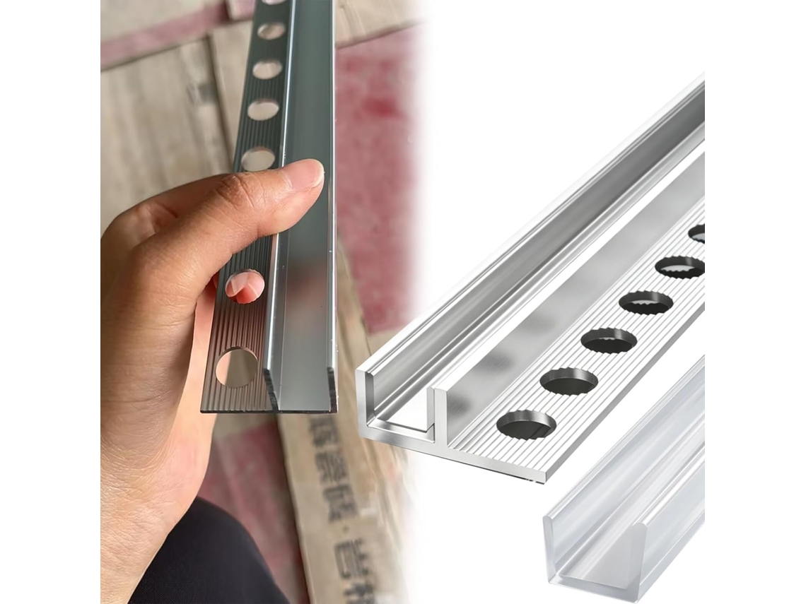 Canaleta Fixa De Vidro Em Formato U 10mm, 12mm E 8mm, Acabamento De Alumínio Para Porta Box Sem Moldura Com Ranhura
