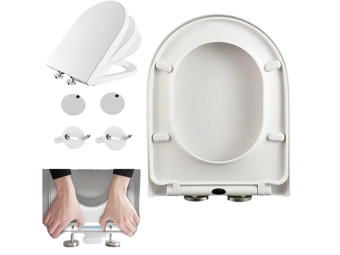 Assento Sanitário, Material Duroplast, Dimensões Padrão Em Forma De D, Ajuste Universal, Mecanismo De Fechamento Suave, Certificado Ce