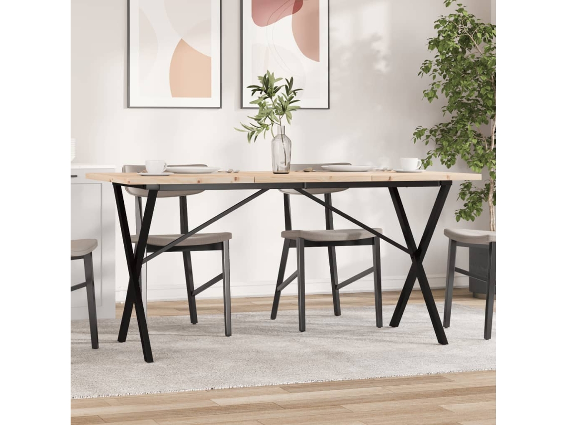 Vidaxl Mesa De Jantar Estrutura Em X 160x80x75,5cm Pinho/aço