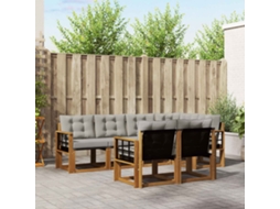 Vidaxl Conjunto De Sofás Para Exterior 7 Pcs Cinza Natural E Claro