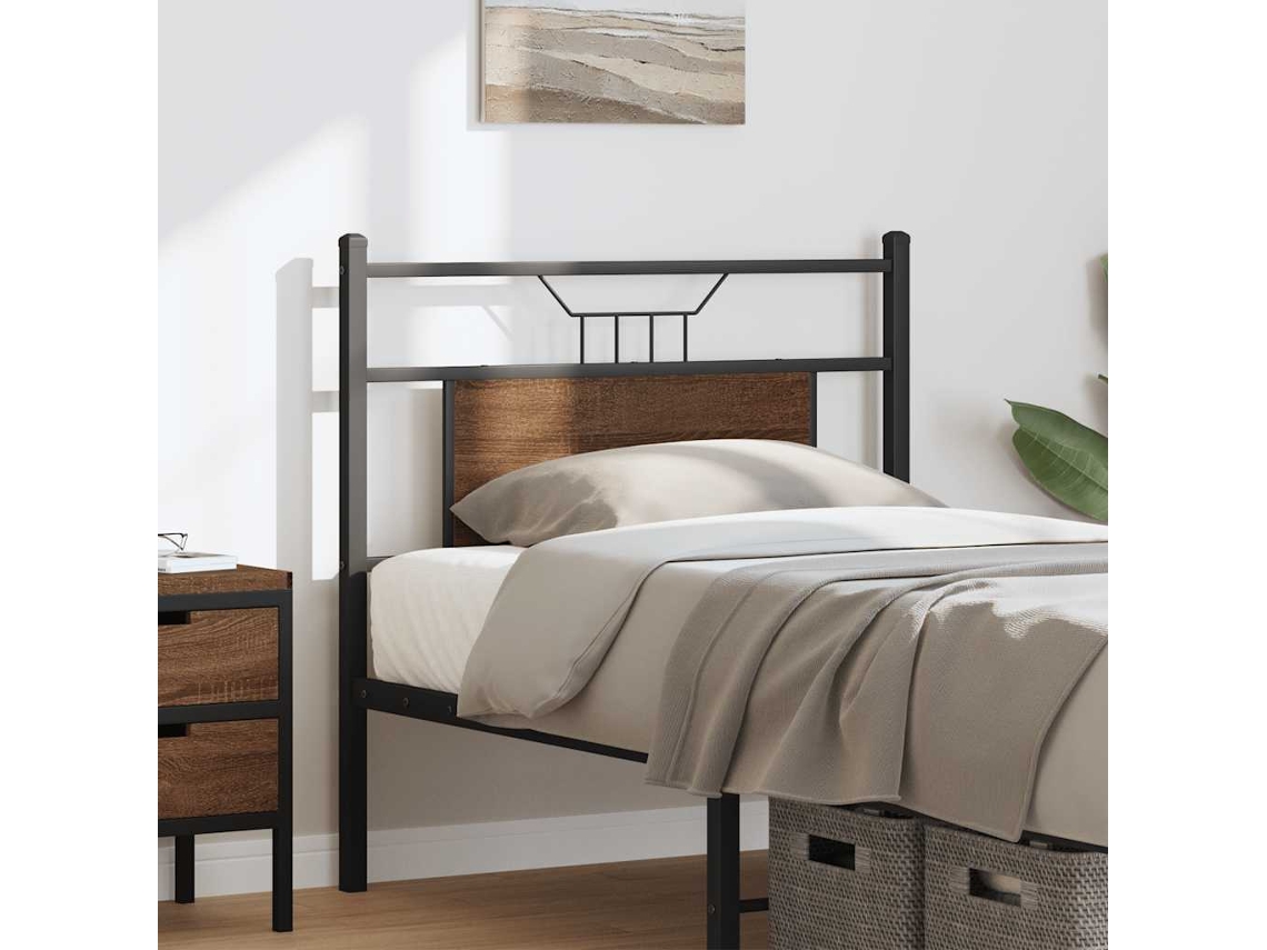Vidaxl Cabeceira De Substituição 75 Cm Derivados Madeira/aço Carvalho Castanho