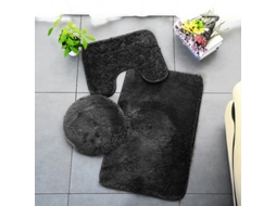 Tapetes de Banho Antiderrapantes Absorventes de Secagem Rápida para Decoração de Banheiro Preto EVELTEK Threexset