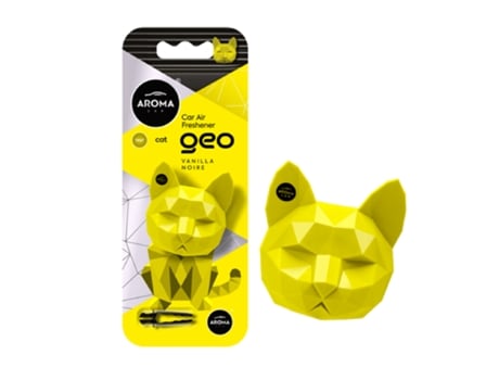 Ambientador para coche Geo Cat con aroma a vainilla amarilla