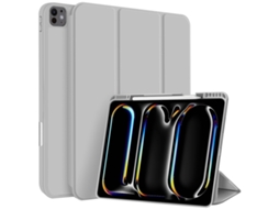 Capa Para Ipad Air 7 13 Polegadas Com Ranhura Para Caneta Em 3 Dobras Cinza