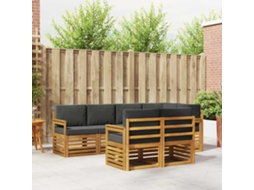 Vidaxl Conjunto De Sofás Para Exterior 7 Unid. Natural E Antracite