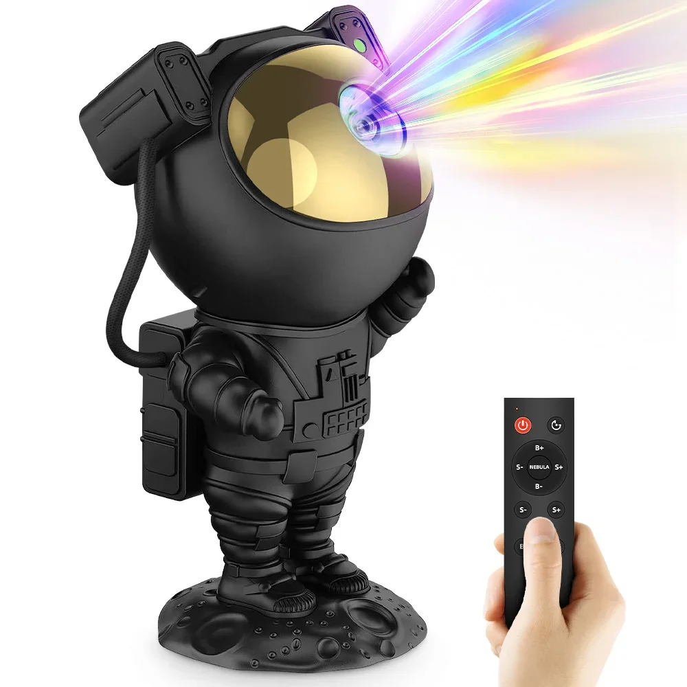 (plugue Preto) Luz Noturna Com Projeção De Galáxia De Astronauta