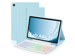 Capa de Teclado Bluetooth XIAOMOYU para Samsung Tab S9 Plus 12.4 com RGB, roxo e branco