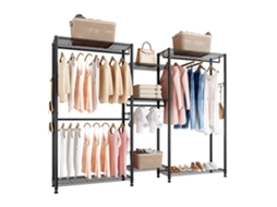 Cabide Ajustável De 7 Níveis Preto Para Corredor 186,95 X 38 X 192 Cm Vevor