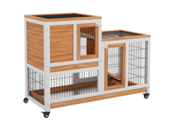 Coelheira de Exterior de Madeira, 162,5x59,2x77,6 Cm, para coelhos grandes, com 2 janelas, rodas, rampa, teto asfáltico, azul PROFESIA BOYANG