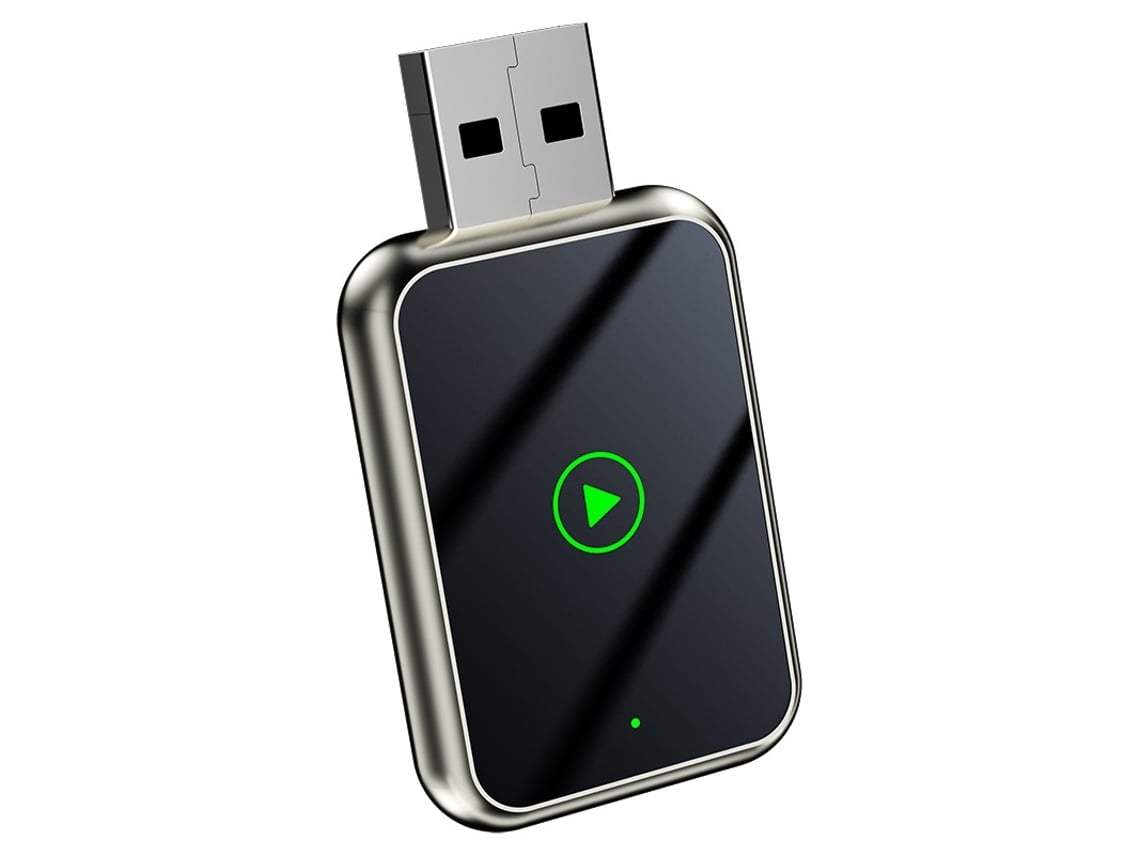 Adaptador Carplay Sem Fio Q1j Dourado Champanhe Com Borda Metálica Conexão Rápida Latência Baixa Plug And Play Automotivo