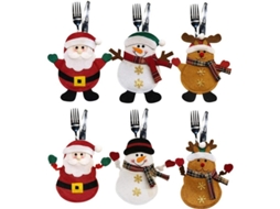 Portavasos Navideños 6 Piezas Cute Con Muñeco De Nieve Santa Reno Para Cubiertos Navideños Decoración Mesa Navidad