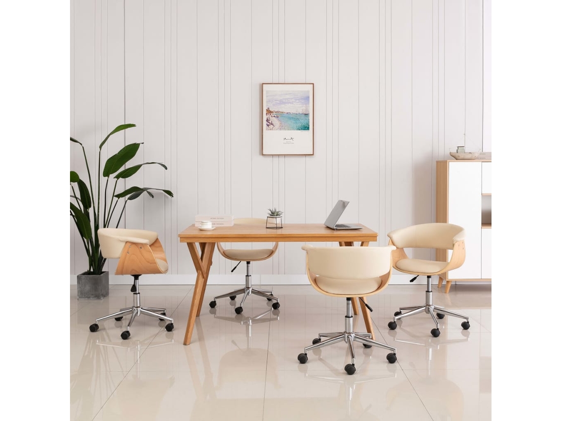 Vidaxl Cadeiras De Jantar Giratórias 4 Pcs Couro Art. Creme