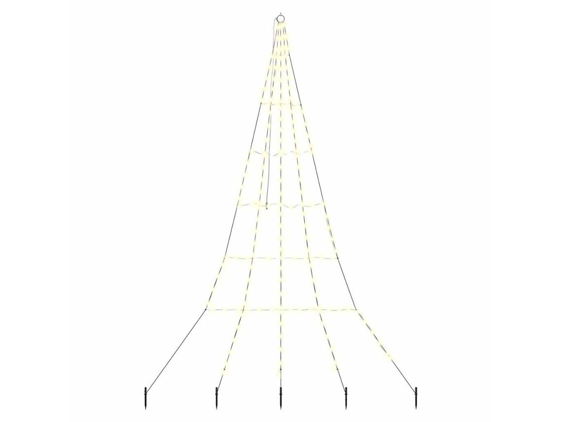 Conjunto 1 Árvore De Led Vidaxl Branco Quente Metal (306 Cm)