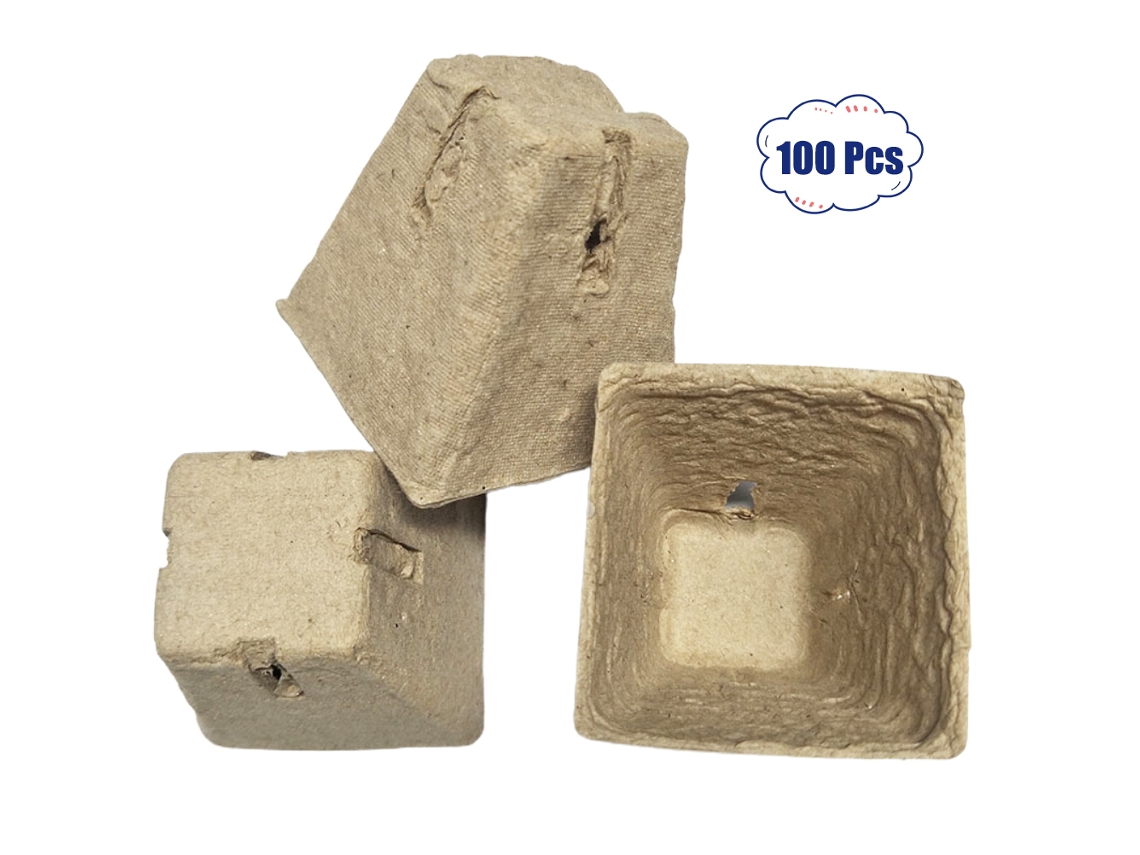 100 Pratos De Mudas De Polpa 6x6x6cm Degradáveis Para Jardim