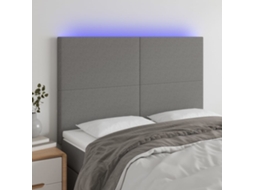 Vidaxl Cabeceira De Cama C/ Led Tecido 144x5x118/128 Cm Cinza-escuro
