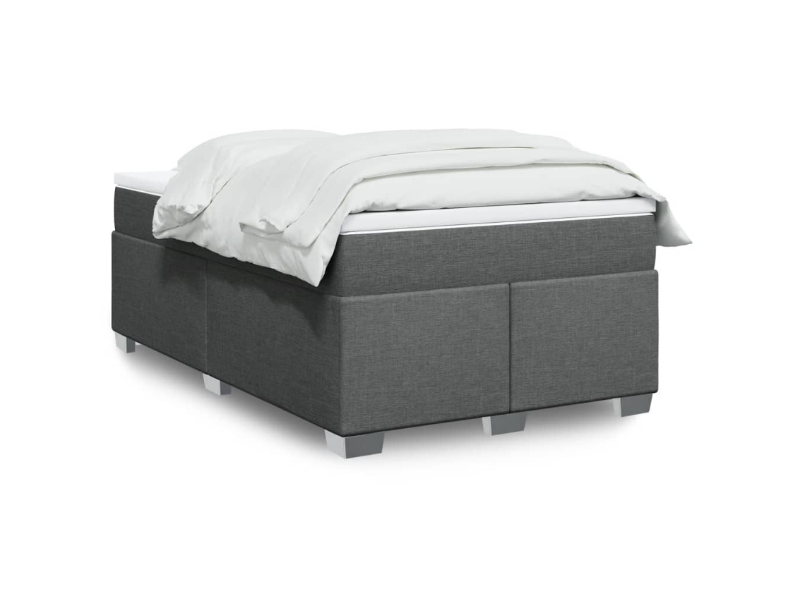 Vidaxl Cama Com Molas/colchão 120x200 Cm Tecido Cinzento-escuro
