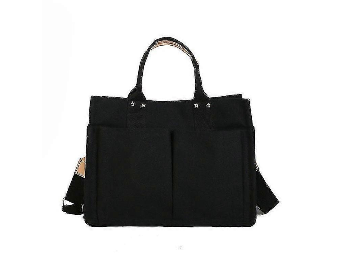 Bolsa Feminina Grande Capacidade Casual De Lona Bolsa Carteiro Portátil Preta