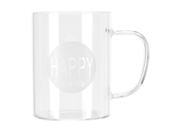 Caneca De Vidro Borossilicato Alta Transparente 350ml Com Alça Para Café Chá Ou Bebida
