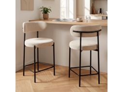 Conjunto de 2 Banquetas de Bar 65 Cm Veludo Bege Componentes Metálicos SICAAN