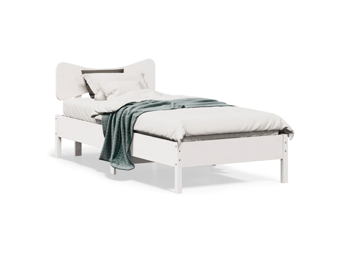 Cama Sem Colchão 90x190 Cm Madeira De Pinho Maciça Branco