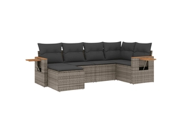 Conjunto de 6 Sofás de Jardim com Almofadões Vime Cinzento MAISON EXCLUSIVE (80x200 cm)
