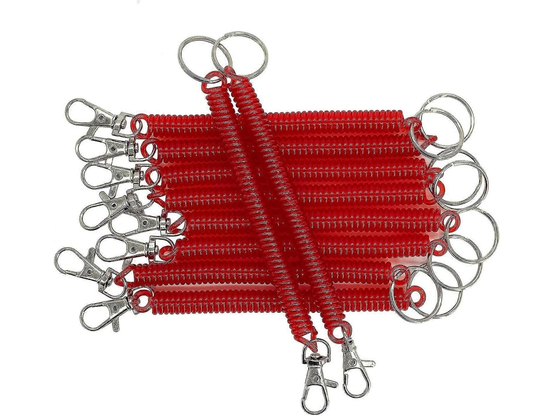 Chaveiro Retrátil Com Mola Espiral, Cordão Para Chaveiro, Pacote Com 10 Unidades (preto)