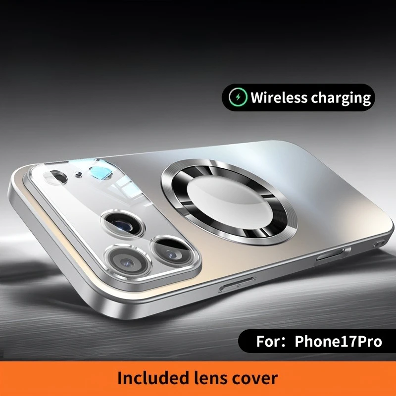 Capa Para Iphone 14 Plus Prateada Em Titânio Fosco, Compatível Com Magsafe, Com Lente De Vidro