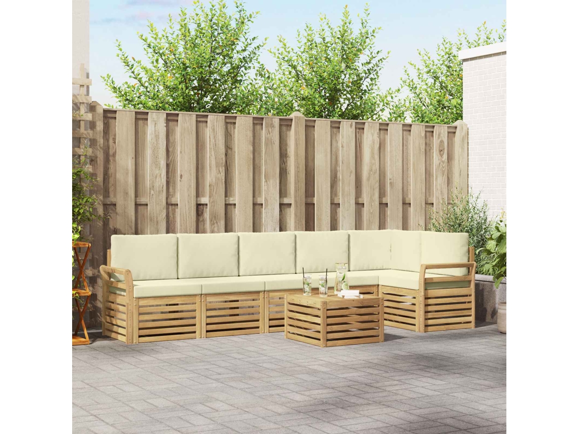 Vidaxl Conjunto De Sofás Para Exterior 7 Unid. Branco E Creme