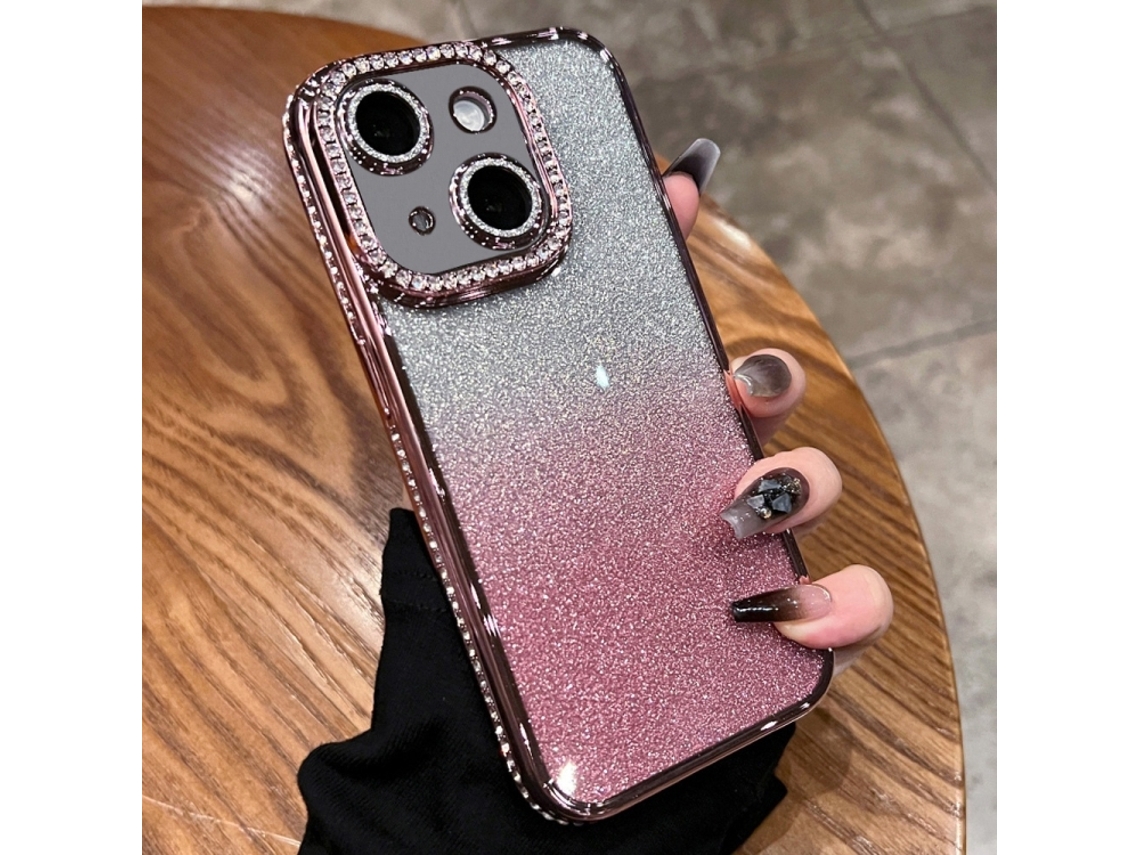 Capa De Tpu Para Iphone 13 - Glitter Degradê De Diamante