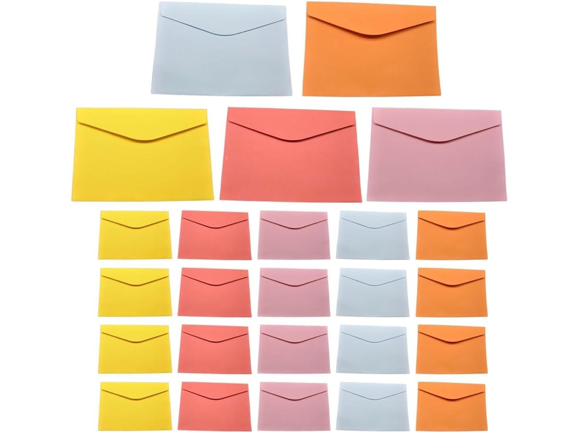 50 Envelopes De Papel Colorido, Autoadesivos E Imprimíveis