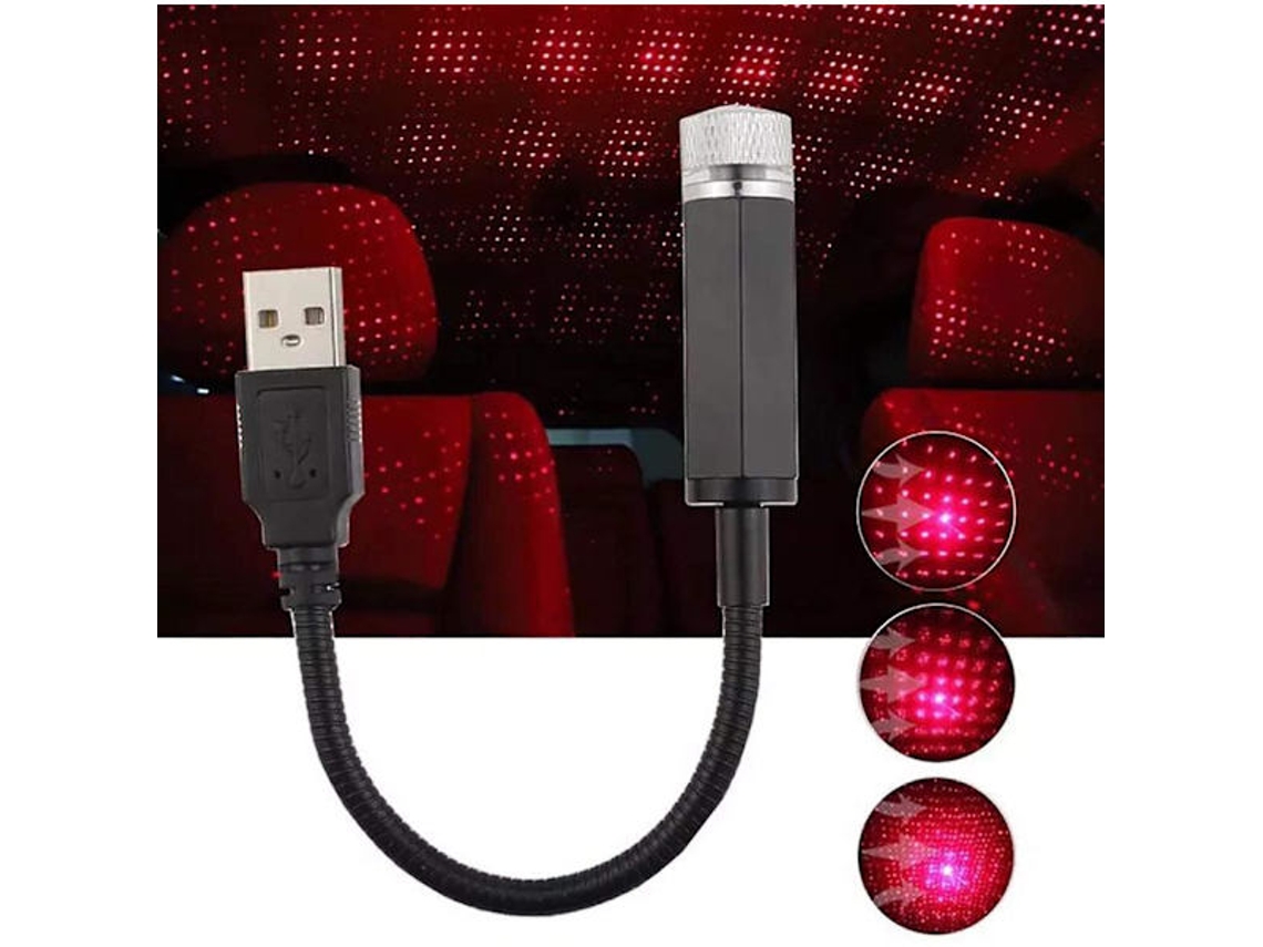 Projetor de Estrelas Usb com Luz Noturna, Projetor de Estrelas Romântico Ajustável para Carro, Luz Decorativa Portátil para Teto de Carro BRILVIBERA