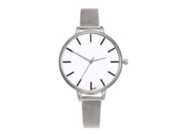 Relógio Analógico de Quartzo com Pulseira de Metal para Mulher Estilo Casual e Elegante (prata)