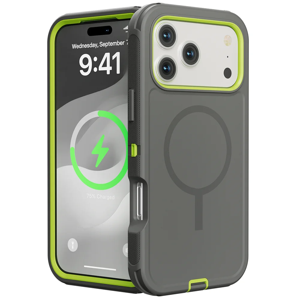 Capa Para Celular (cinza-esverdeada, Iphone 12 Pro), Compatível Com Fixação Magnética Magsafe, Capa Protetora À Prova De Choque.
