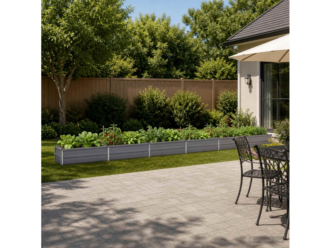 Vidaxl Cama De Jardim Elevada Cinzento 480 X 40 X 24 Cm