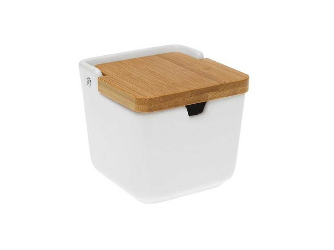 Açucareiro com Tampa Bambu Cerâmica 11,2 X 10,3 X 11,2 Cm