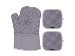 Omni-set De Luvas Para Forno E Suportes De Xícara 4 Peças Resistente Ao Calor 572°f Silicone Antiderrapante Cozinha Assado Cinza