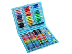 Primerox 150pcs Kit de Desenho para Crianças com Lápis de Cor, Crayons e Canetas Aquarela em Caixa Azul